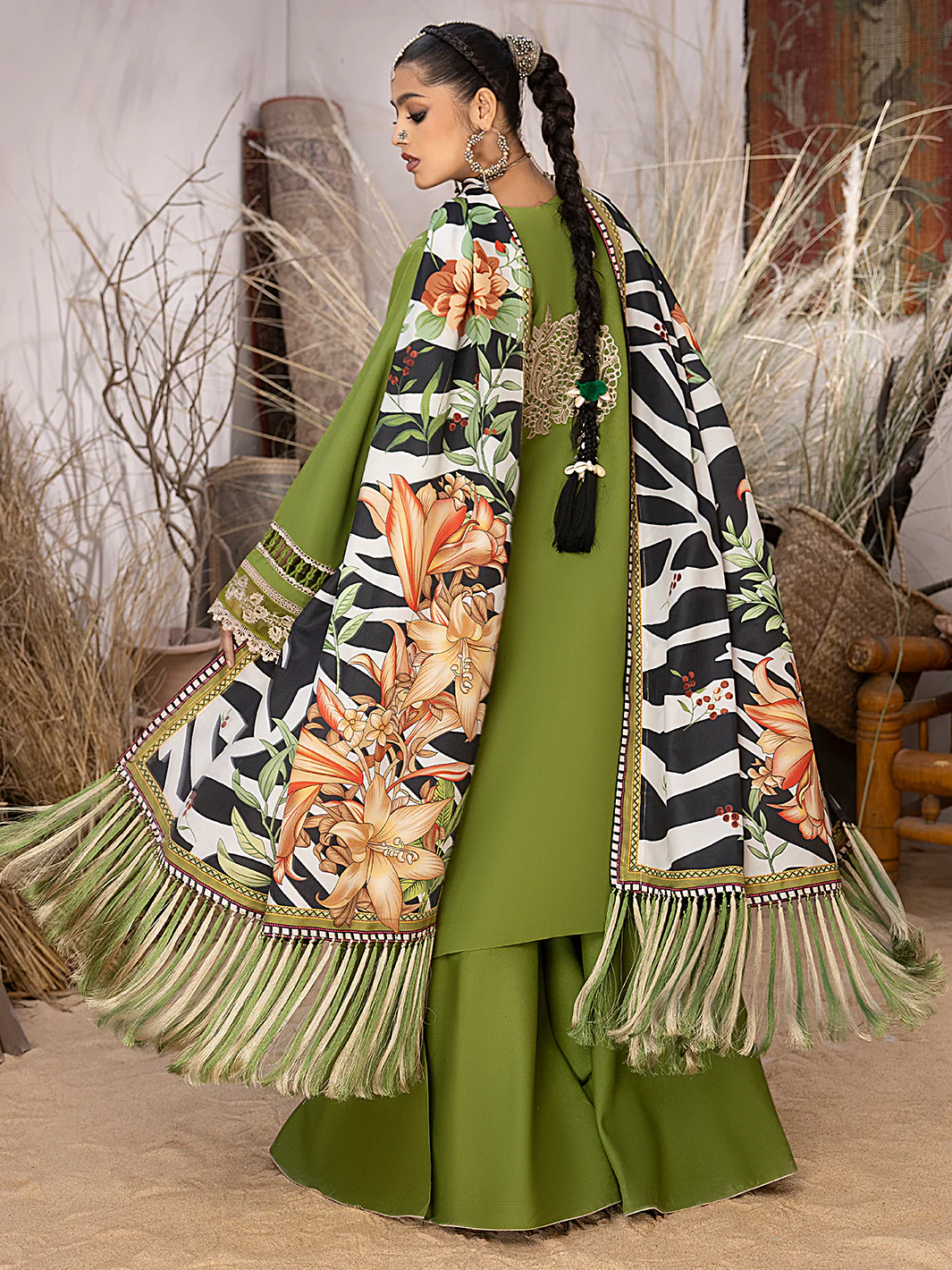 1907 - B | 3 PC KARANDI UNSTITCH - Image 3
