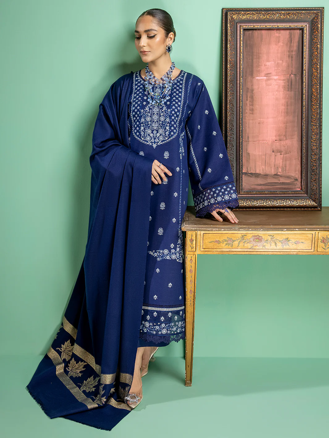 1945 - A | 3 PC Khaddar Unstitch - Image 6