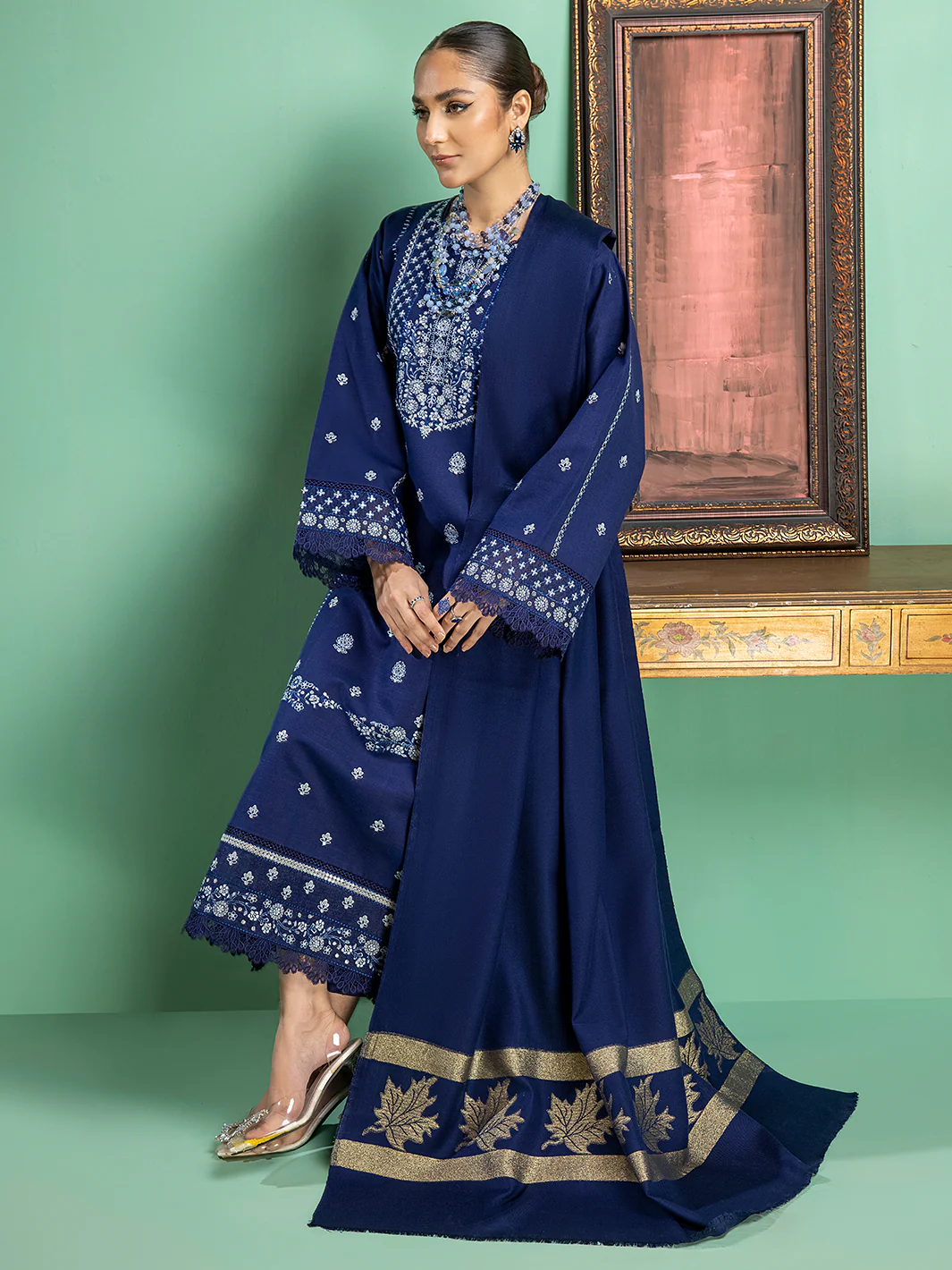 1945 - A | 3 PC Khaddar Unstitch - Image 8