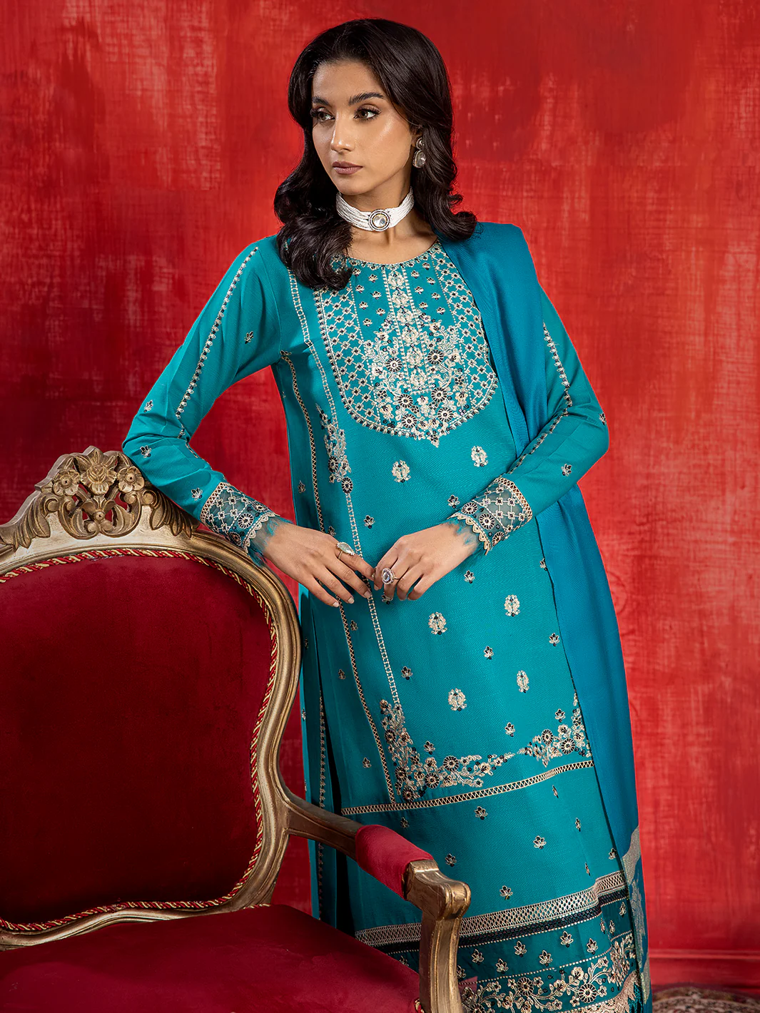 1945 - B | 3 PC Khaddar Unstitch - Image 7
