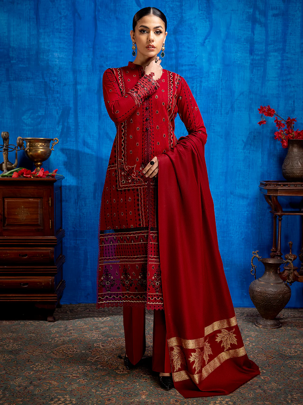1952 - A | 3 PC Khaddar Unstitch - Image 4