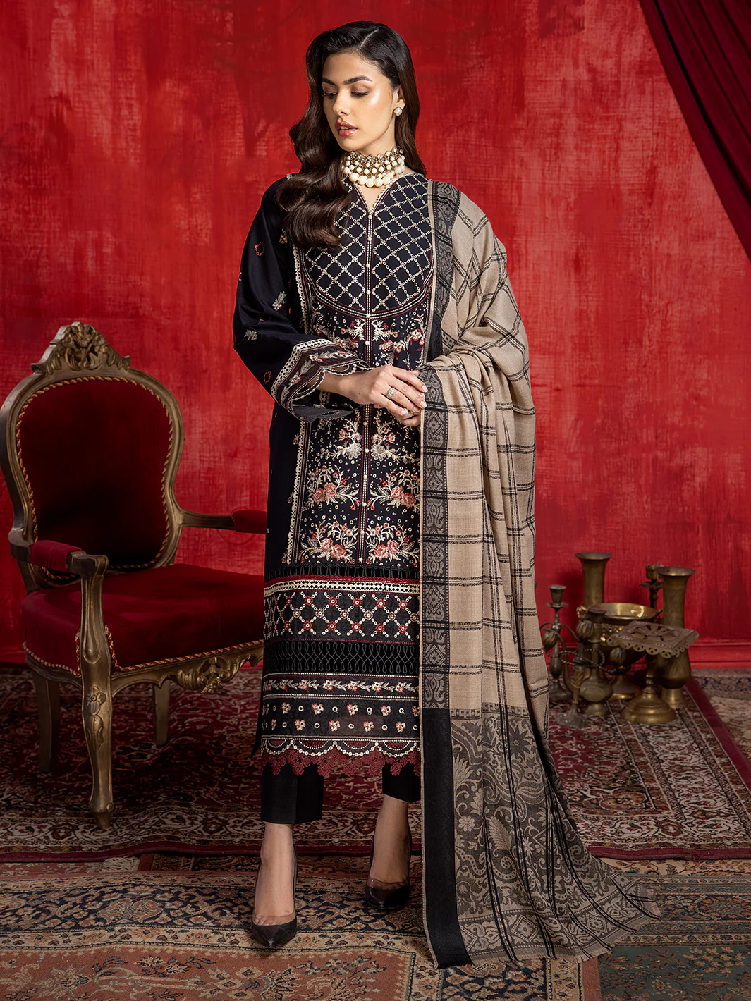1953 - A | 3 PC Khaddar Unstitch - Image 4