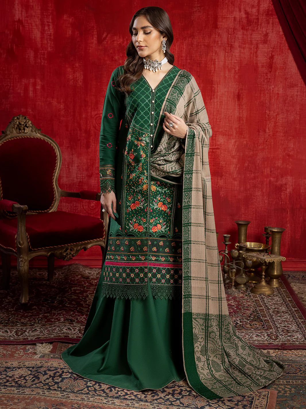 1953 - B | 3 PC Khaddar Unstitch - Image 4