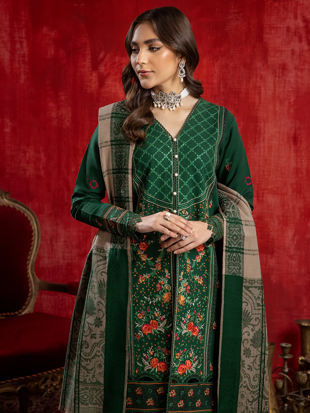 1953 - B | 3 PC Khaddar Unstitch - Image 5