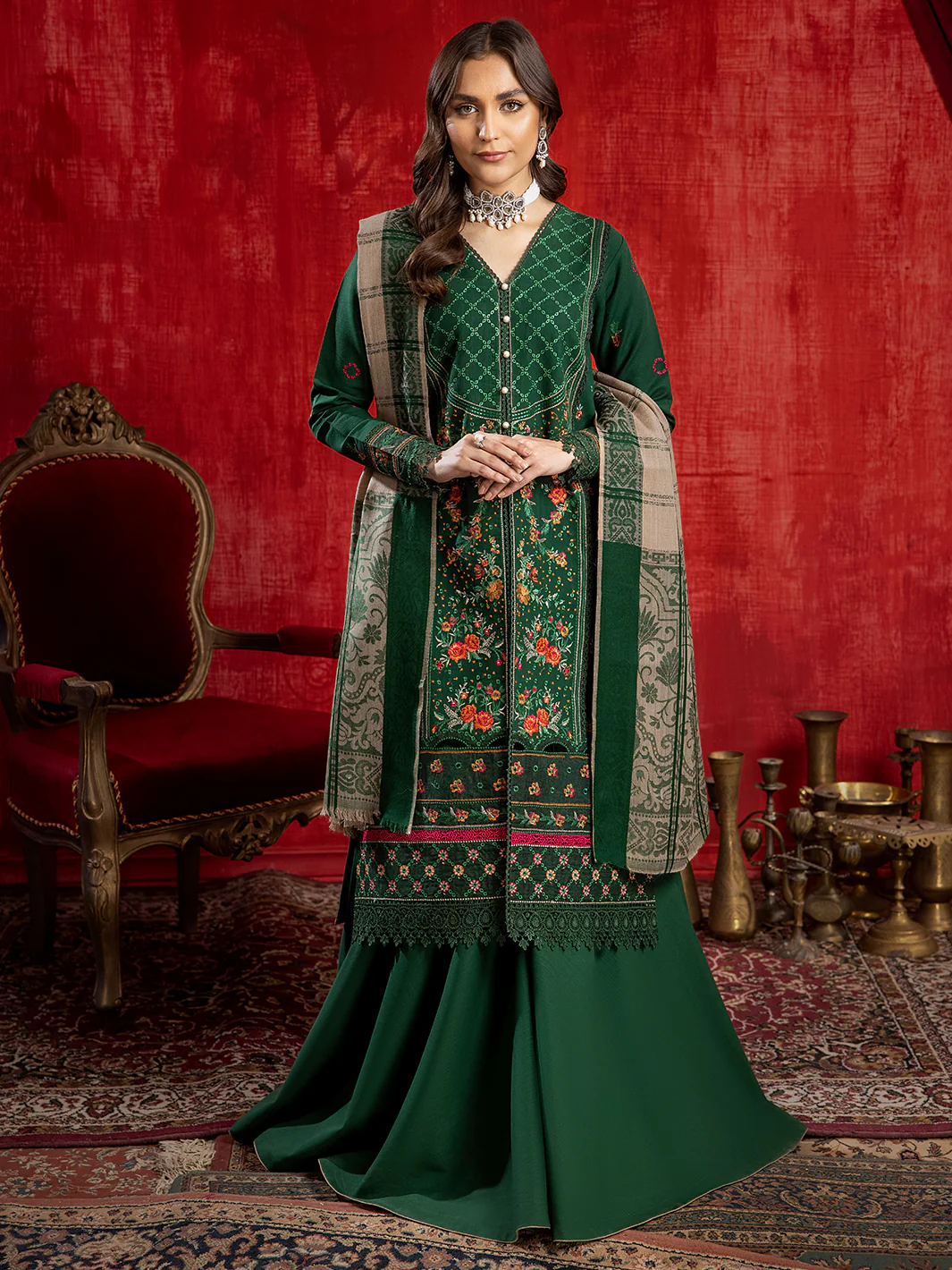 1953 - B | 3 PC Khaddar Unstitch - Image 6