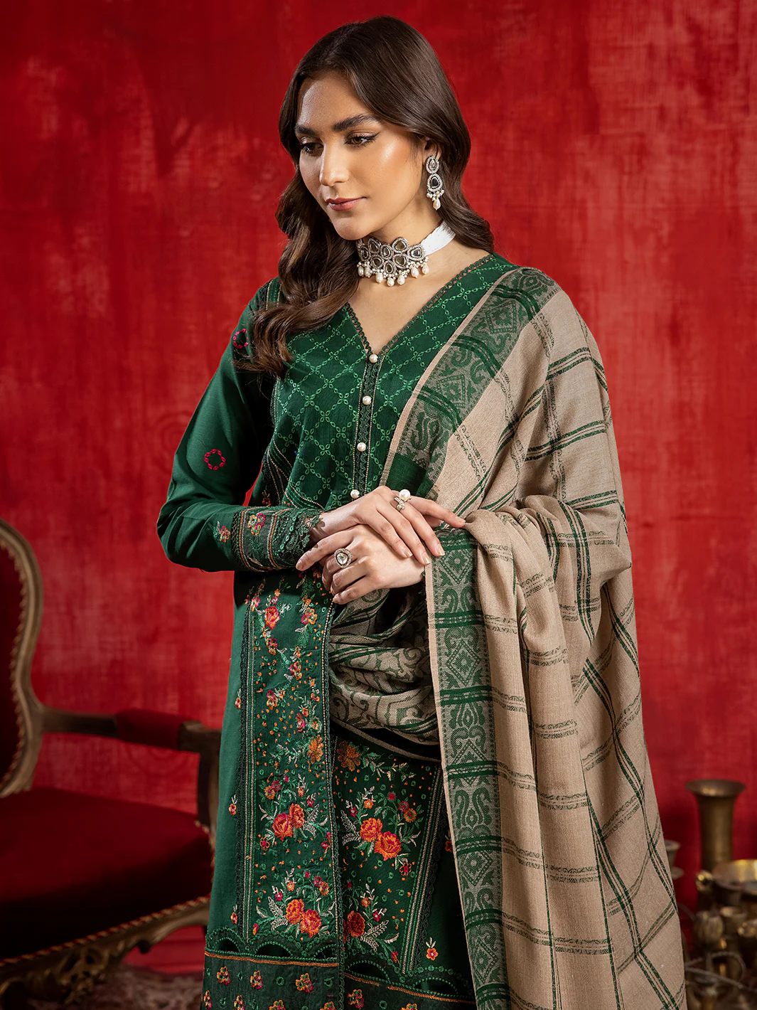 1953 - B | 3 PC Khaddar Unstitch - Image 7