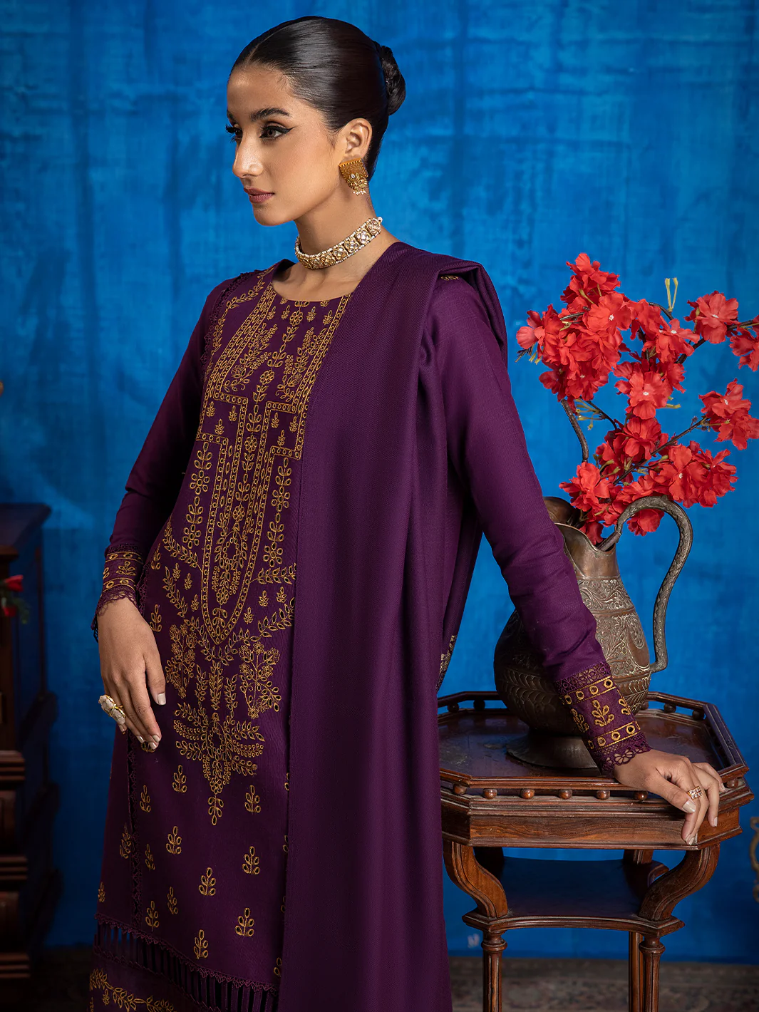 1954 - A | 3 PC Khaddar Unstitch - Image 5