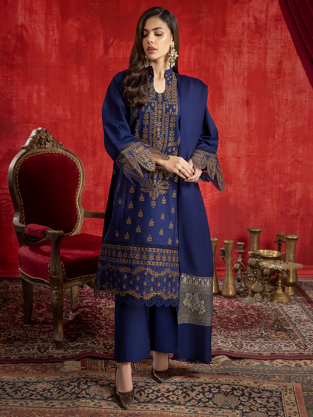 1954 - B | 3 PC Khaddar Unstitch - Image 5