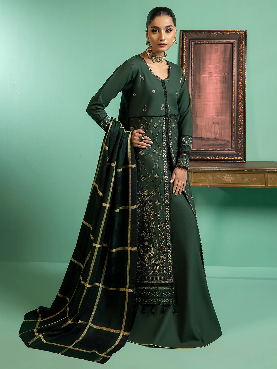 1955 - A | 3 PC Khaddar Unstitch - Image 4