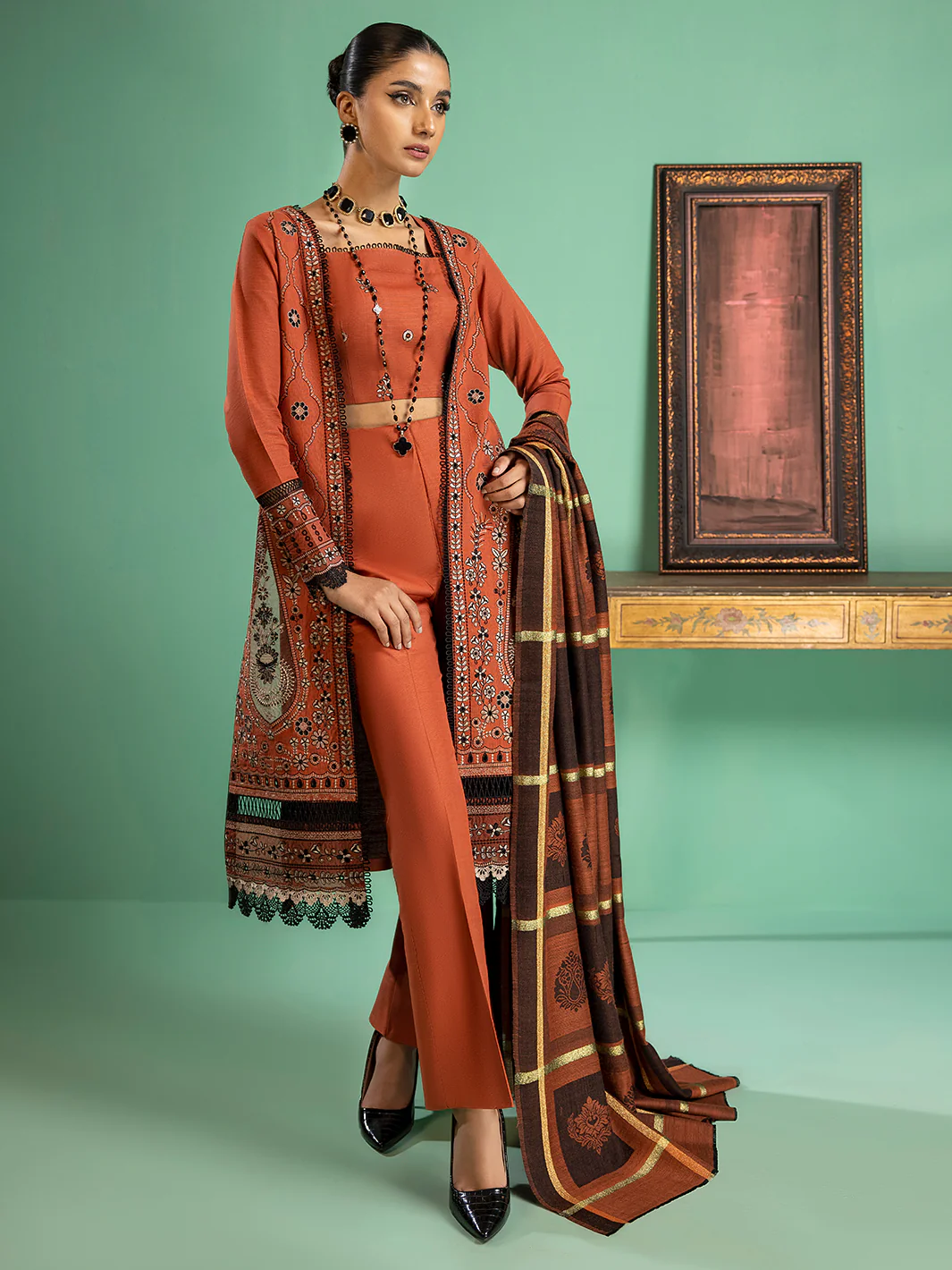 1955 - B | 3 PC Khaddar Unstitch - Image 4