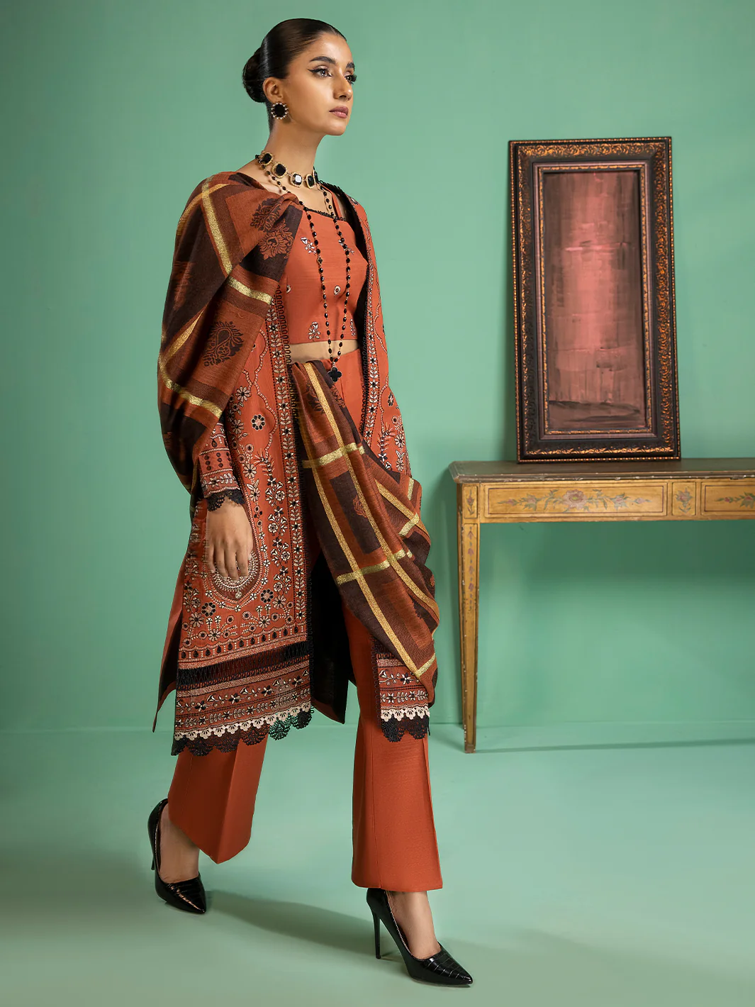 1955 - B | 3 PC Khaddar Unstitch - Image 7