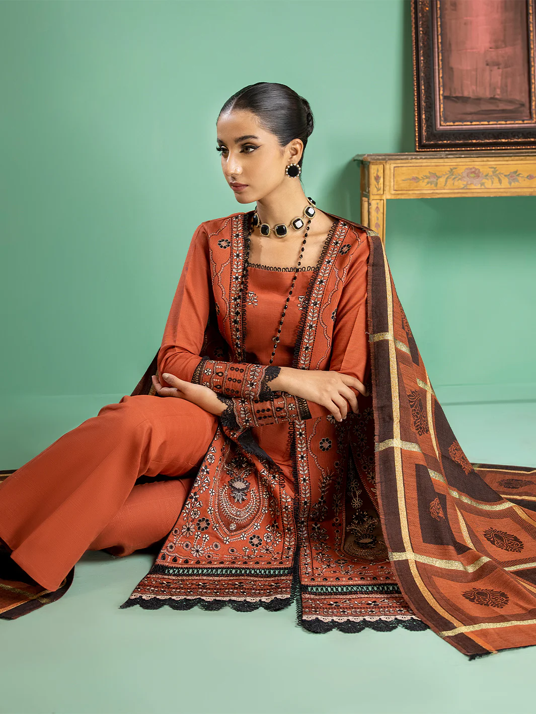 1955 - B | 3 PC Khaddar Unstitch - Image 8