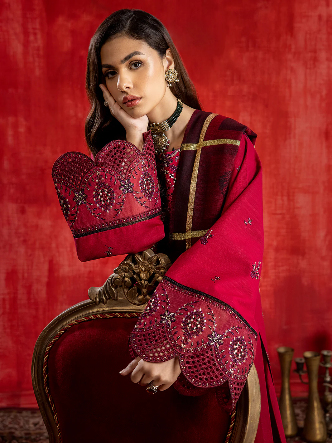1956 - A | 3 PC Khaddar Unstitch - Image 5