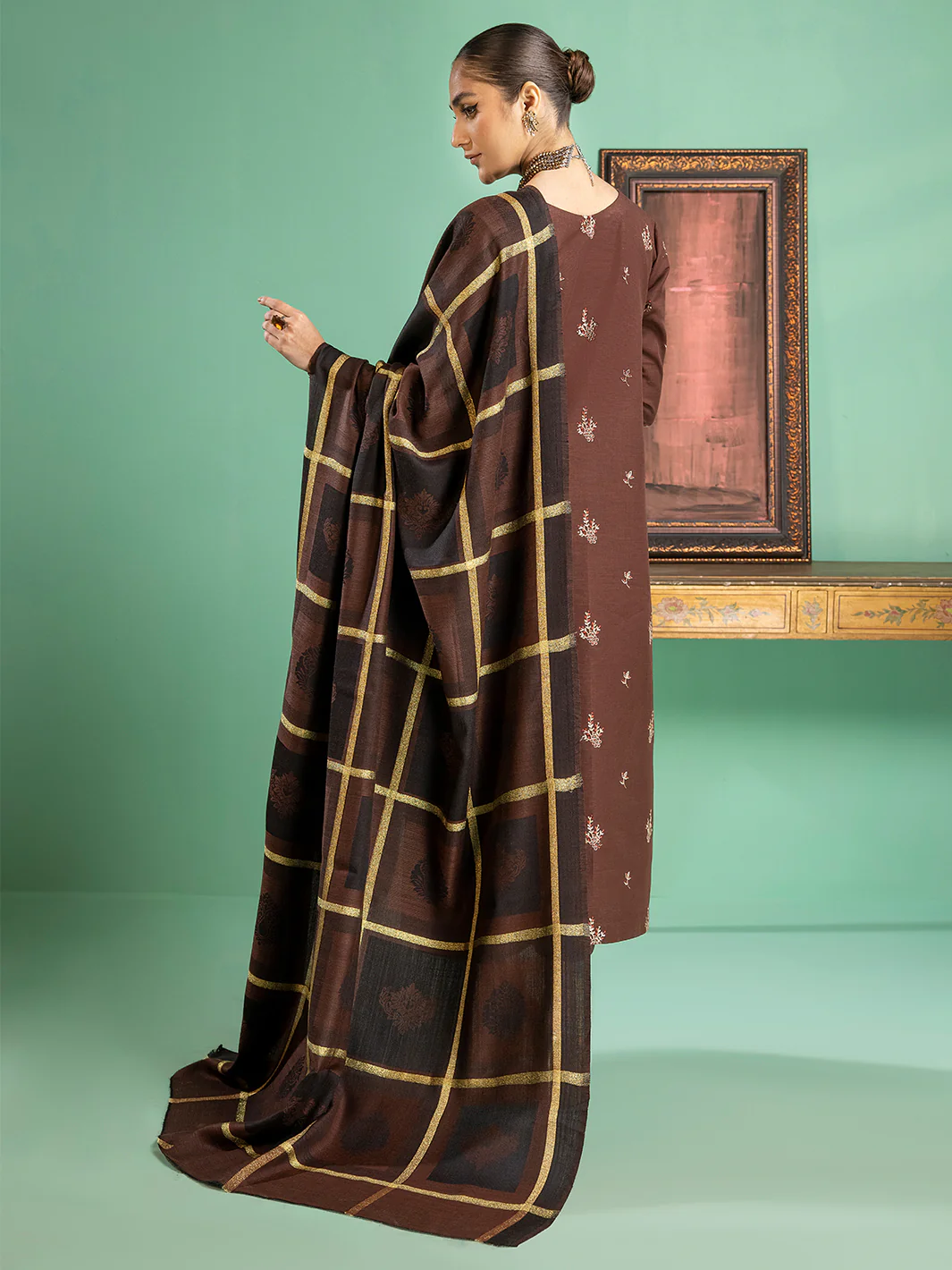 1956 - B | 3 PC Khaddar Unstitch - Image 3