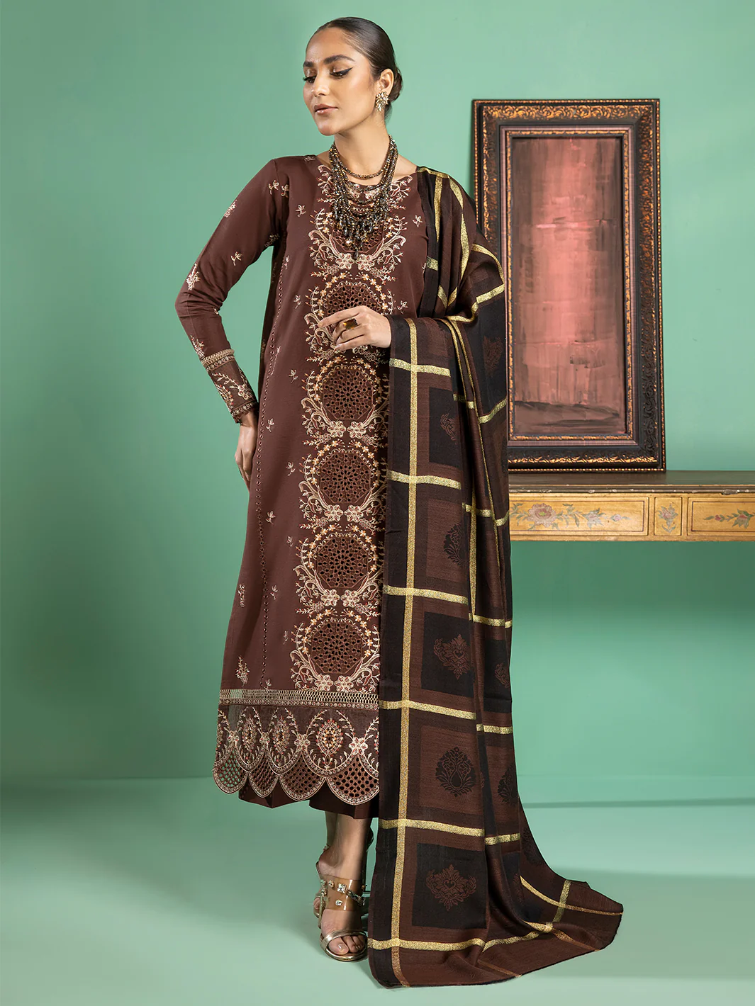 1956 - B | 3 PC Khaddar Unstitch - Image 4