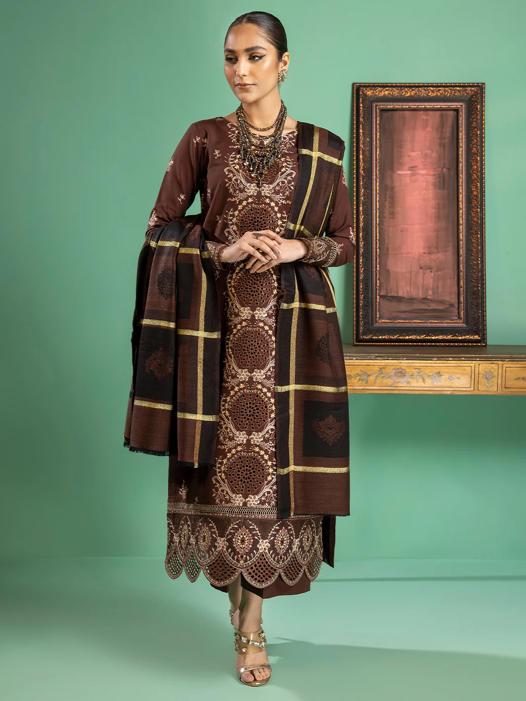 1956 - B | 3 PC Khaddar Unstitch - Image 6