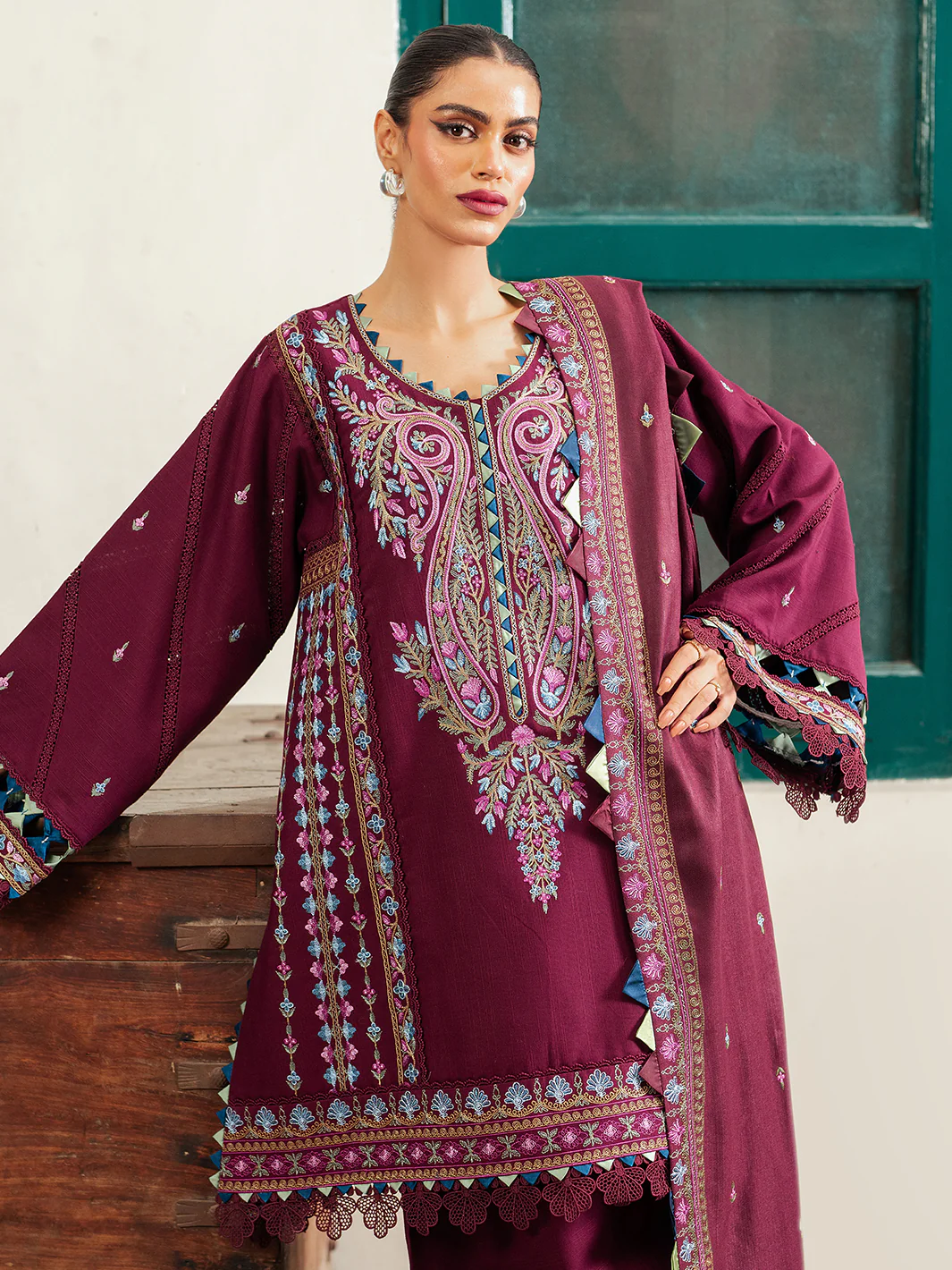 54 - A | 3 PC Khaddar Unstitched - Image 6