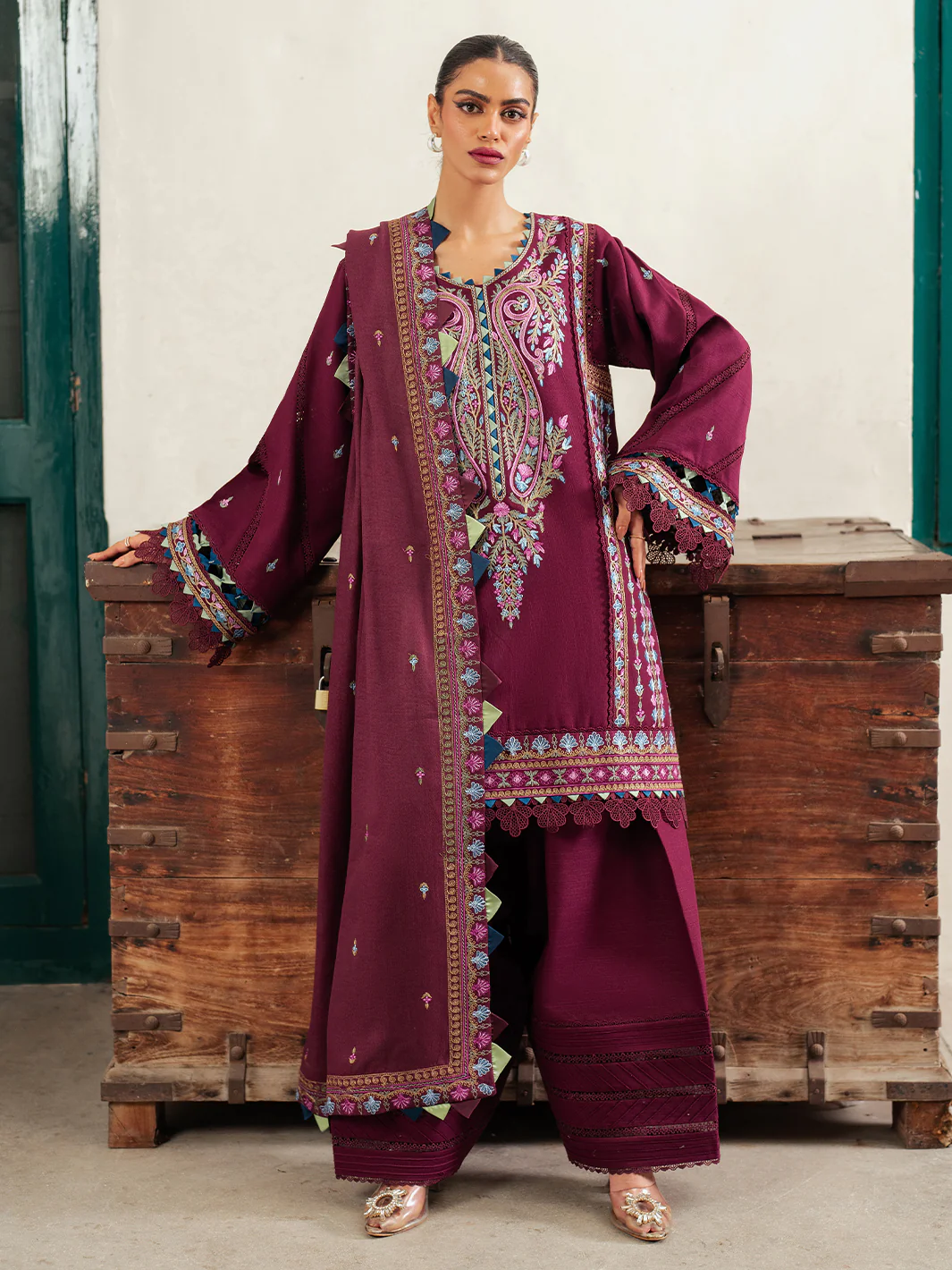 54 - A | 3 PC Khaddar Unstitched - Image 7