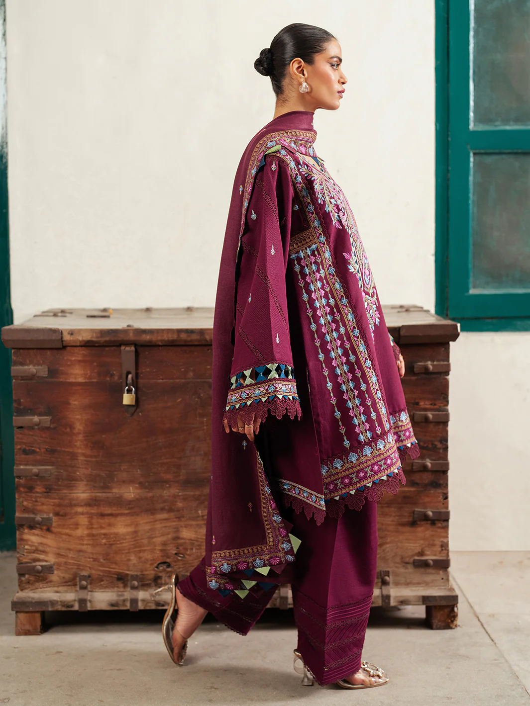 54 - A | 3 PC Khaddar Unstitched - Image 8