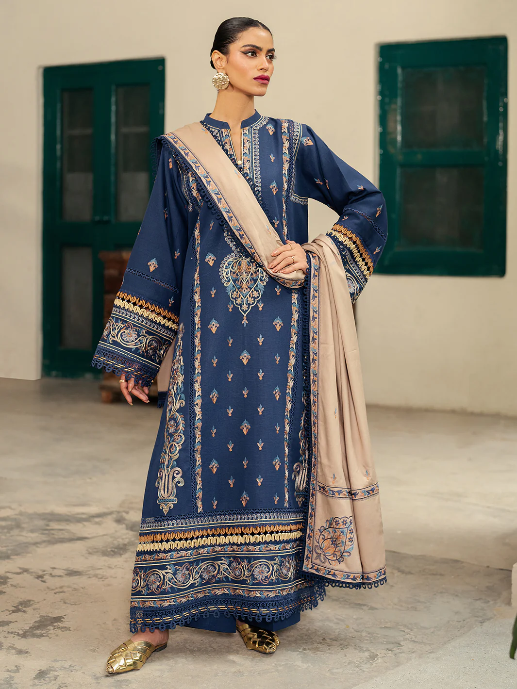 55 - A | 3 PC Khaddar Unstitched - Image 10