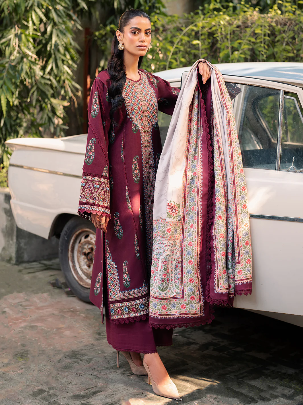 57 - A | 3 PC Khaddar Unstitched - Image 3