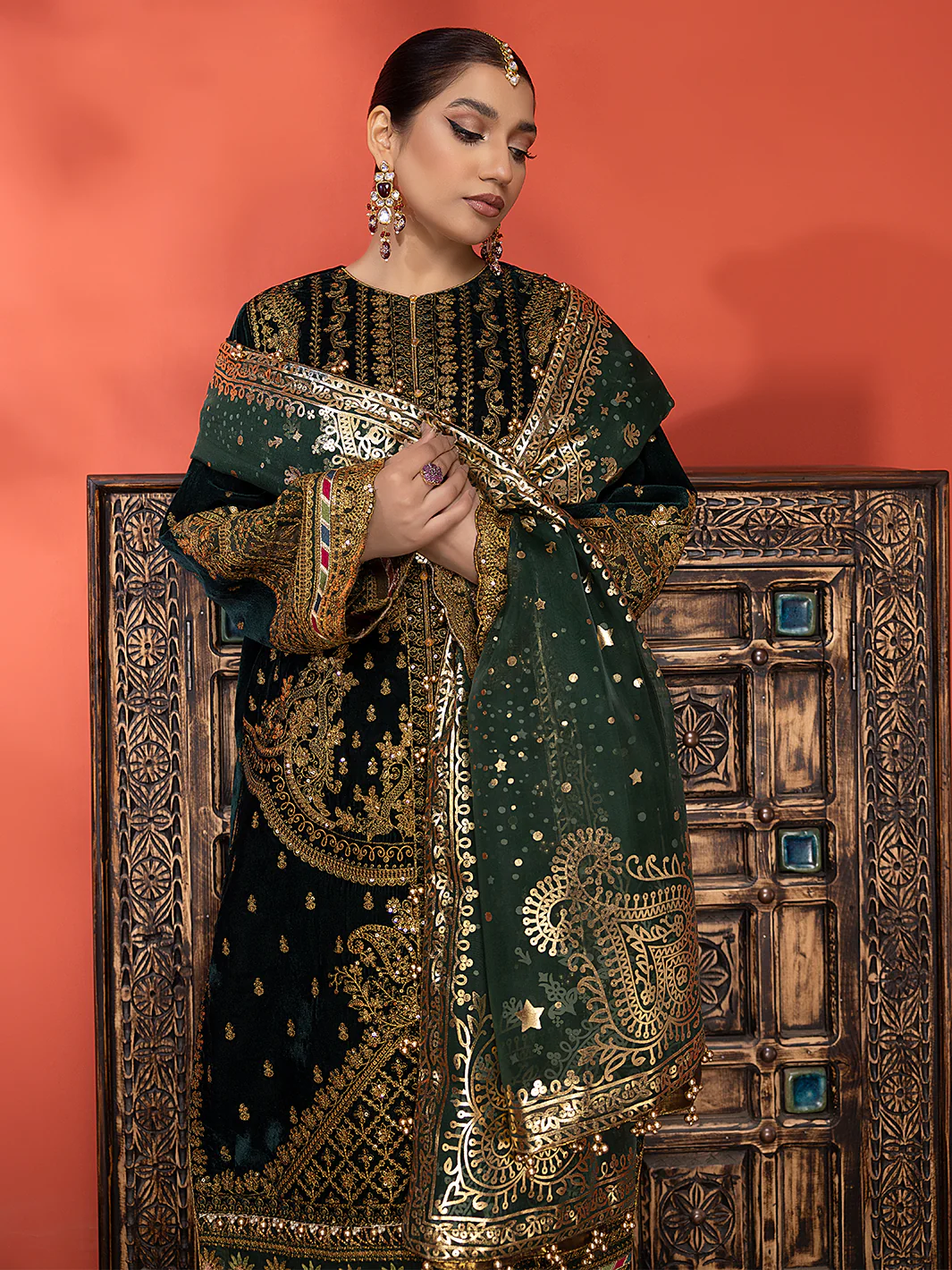 6013 | 3 Piece Velvet Unstitched - Image 3