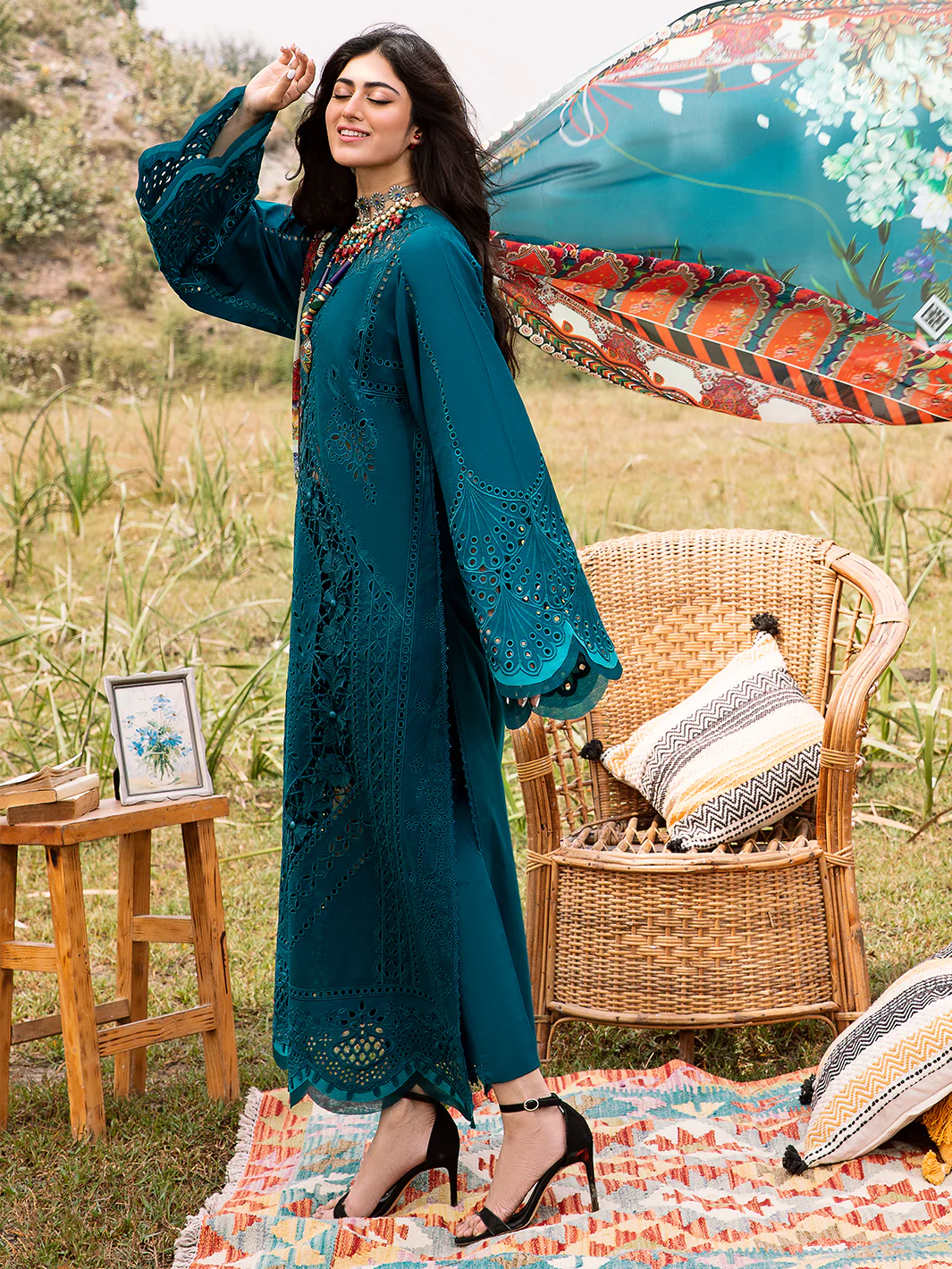 712 - A | Three PC Luxury Unstitched - Image 6