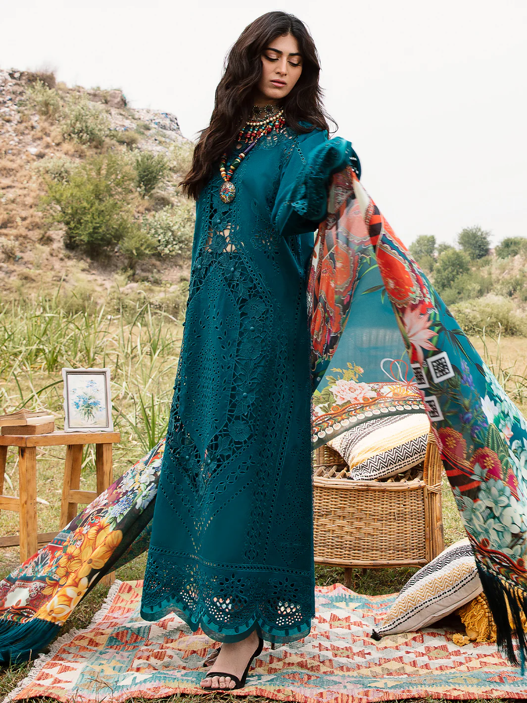712 - A | Three PC Luxury Unstitched - Image 7