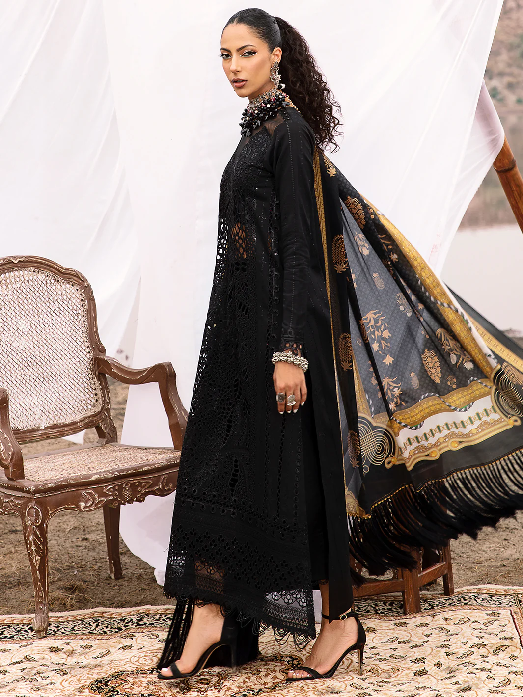 714 - B | Three PC Luxury Unstitched - Image 3