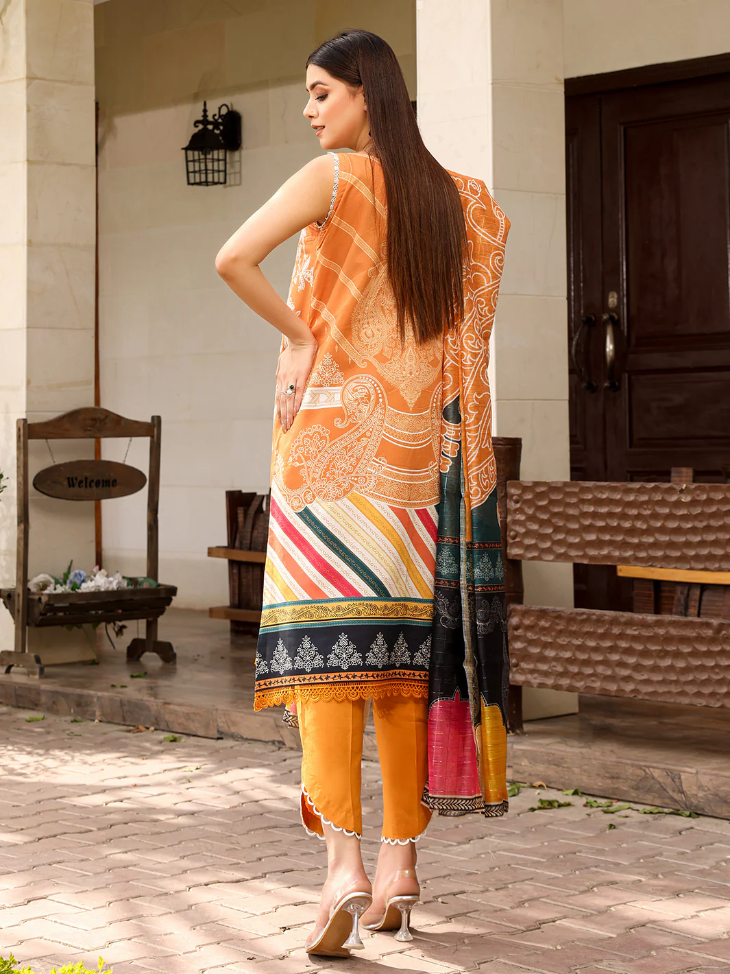 D#2022B | 3 Piece Luxury Unstitched - Image 4