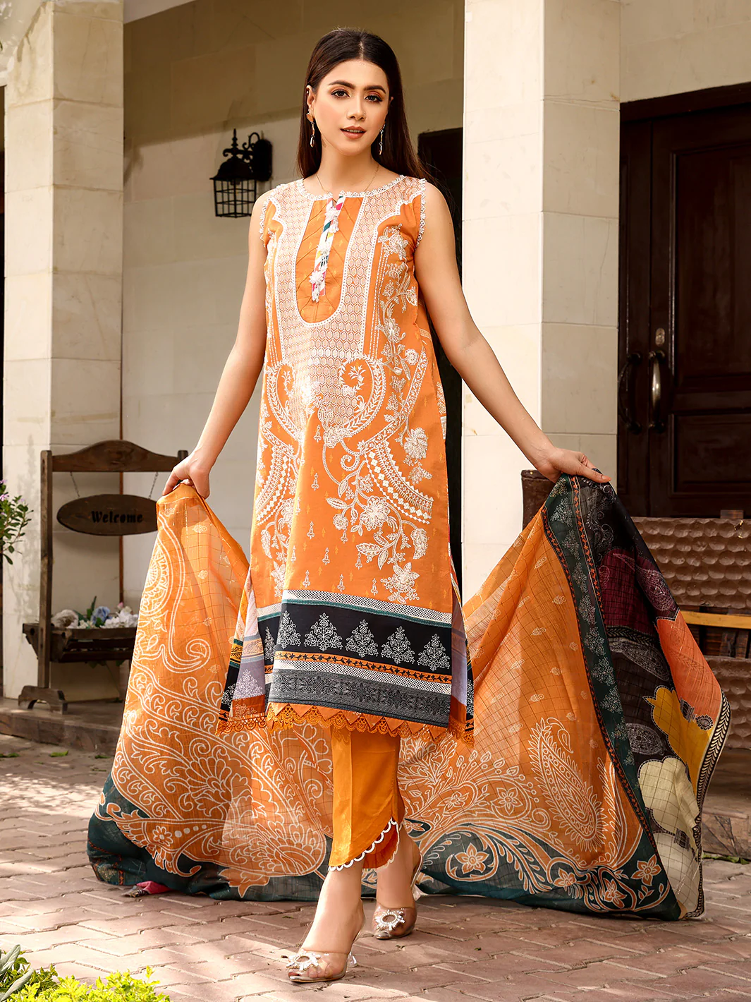 D#2022B | 3 Piece Luxury Unstitched - Image 5