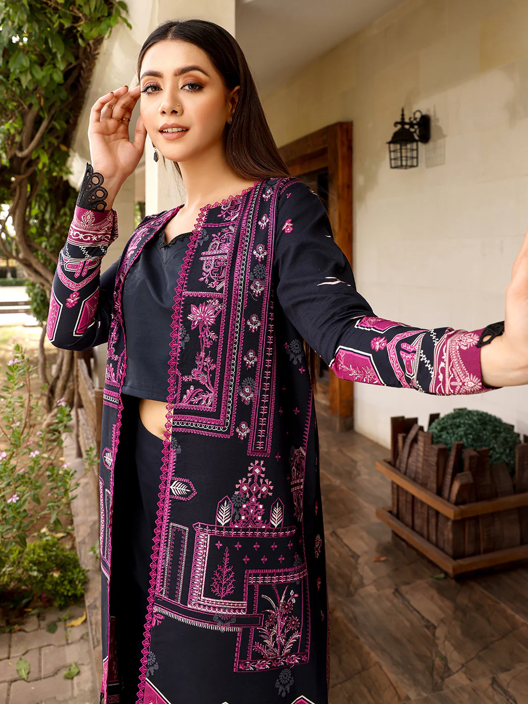 D#2024A | 3 Piece Luxury Unstitched - Image 2