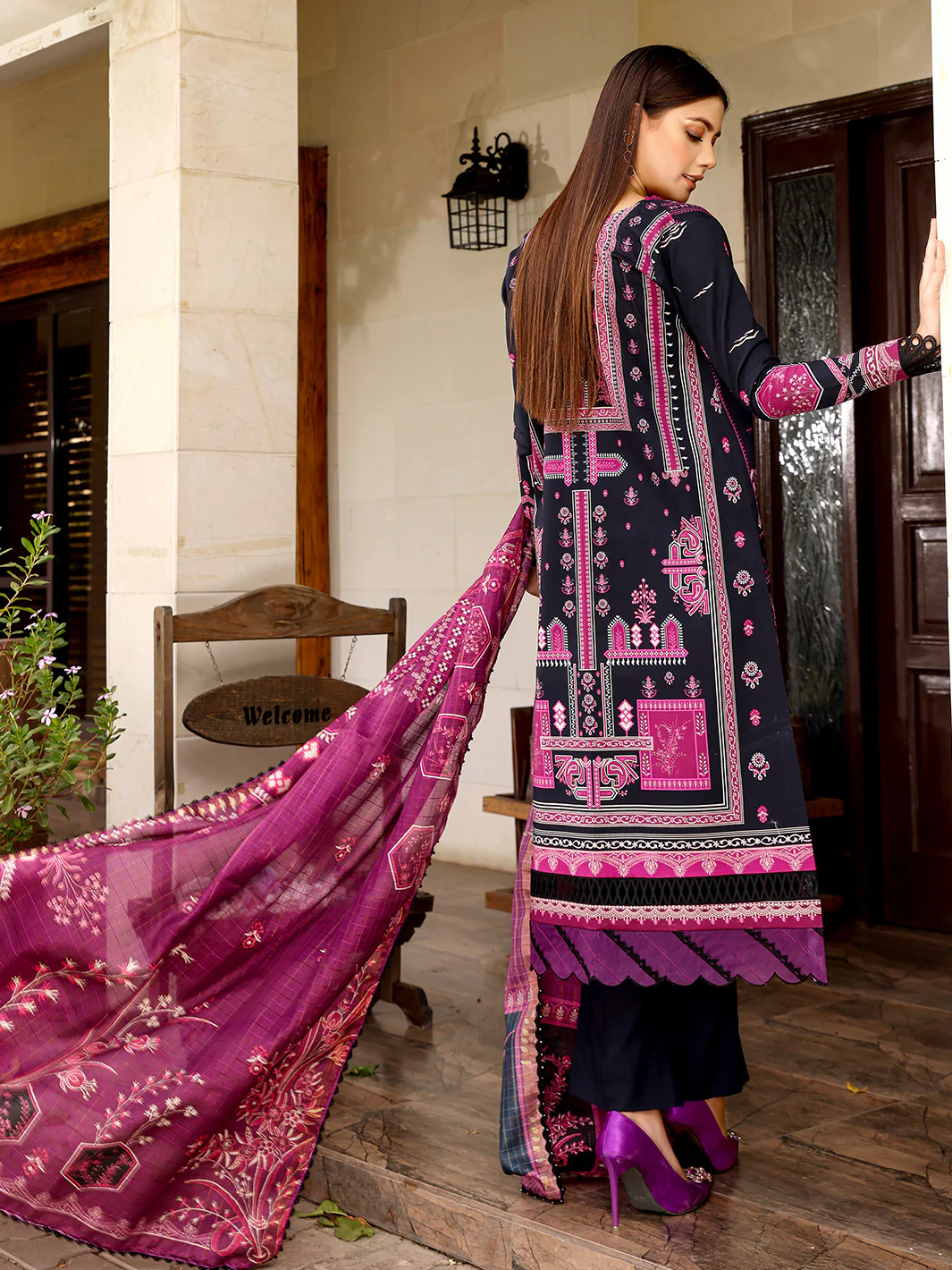 D#2024A | 3 Piece Luxury Unstitched - Image 3