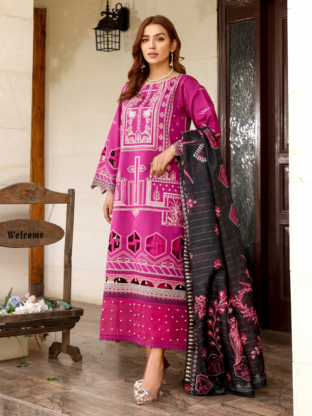 D#2024B | 3 Piece Luxury Unstitched - Image 4