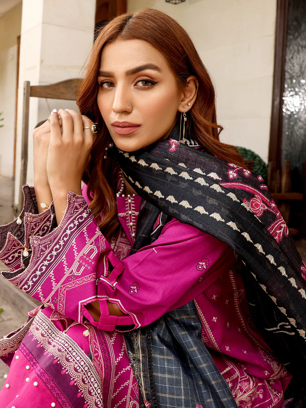 D#2024B | 3 Piece Luxury Unstitched - Image 5